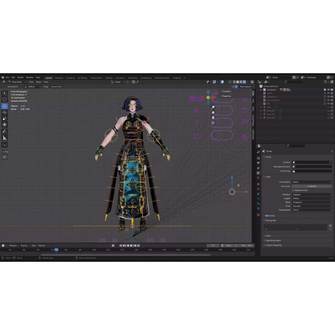 Female Mage 3D Model – Low Poly RPG Character, Rigged FBX - View 22