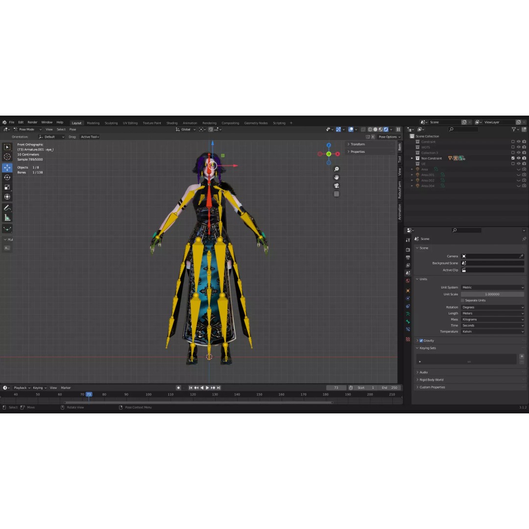 Female Mage 3D Model – Low Poly RPG Character, Rigged FBX - View 23