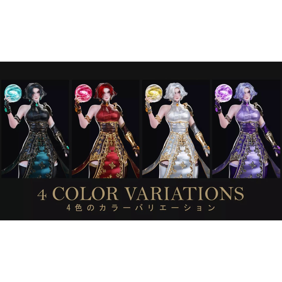 Female Mage 3D Model – Low Poly RPG Character, Rigged FBX - View 8