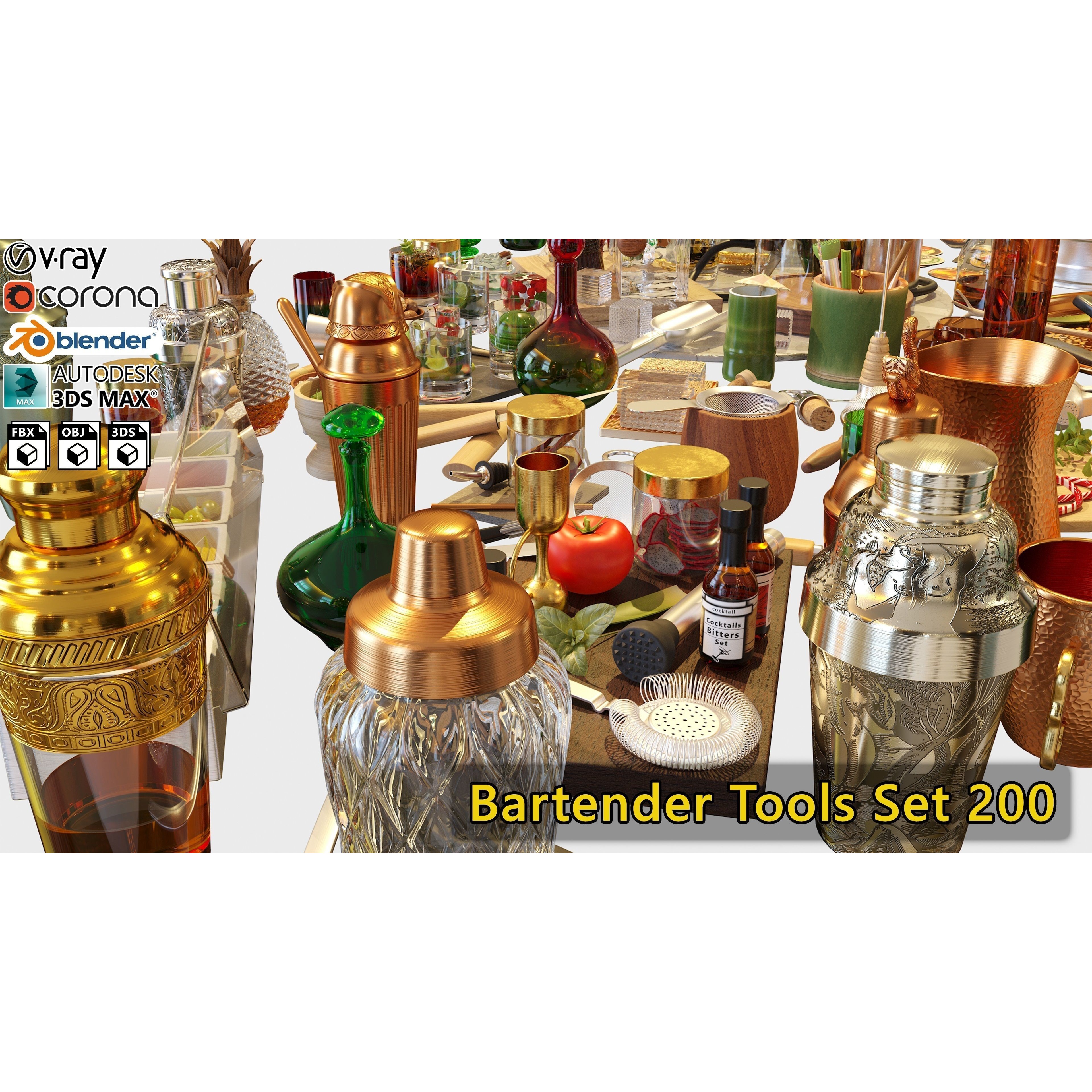 Bartender Tools Set - Game-Ready 3D Model - View 5