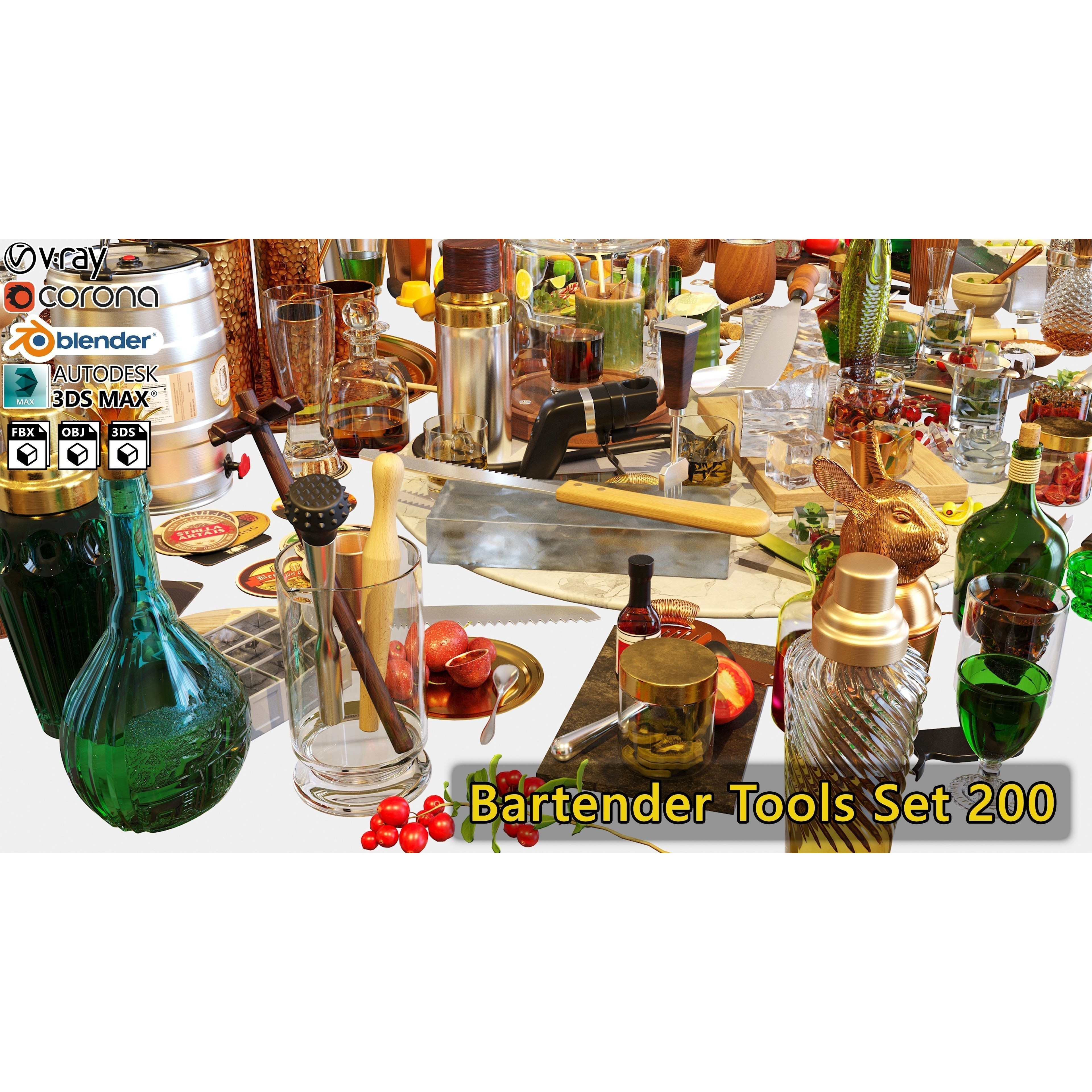 Bartender Tools Set - Game-Ready 3D Model - View 6