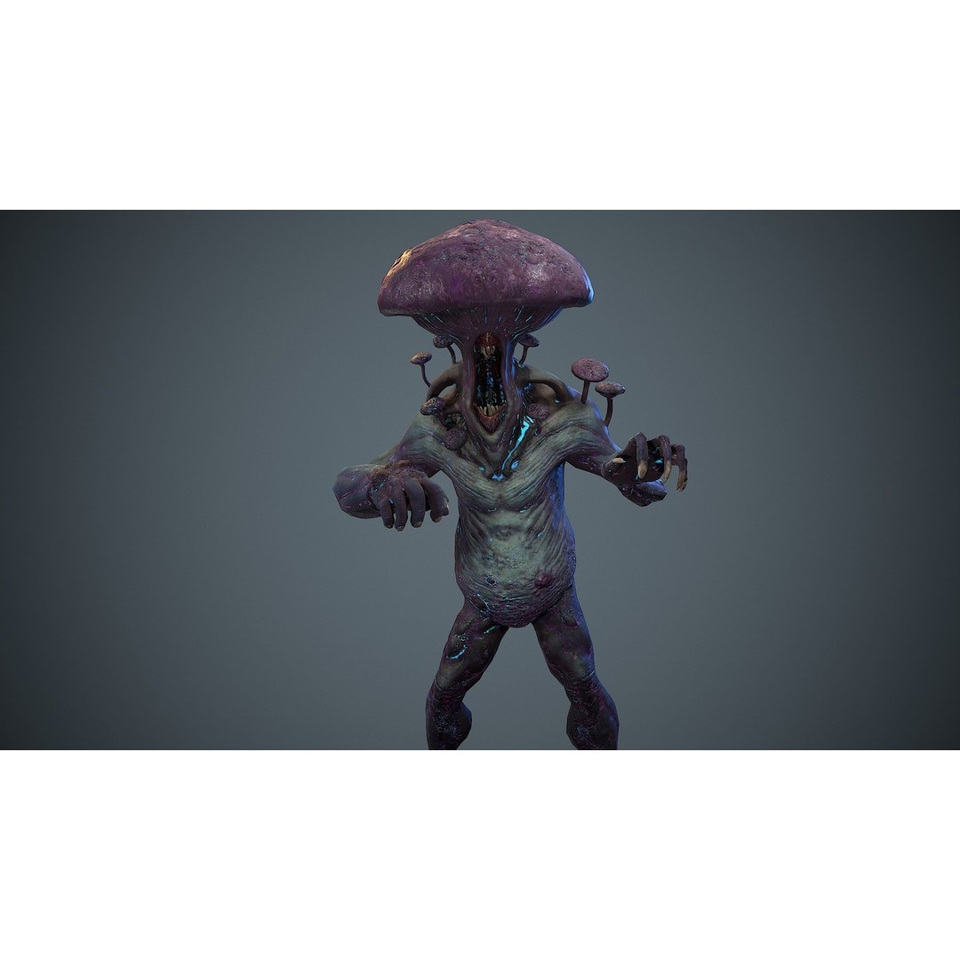 Crazy Mushroom Monster 3D Model – Low Poly Rigged Character for Games