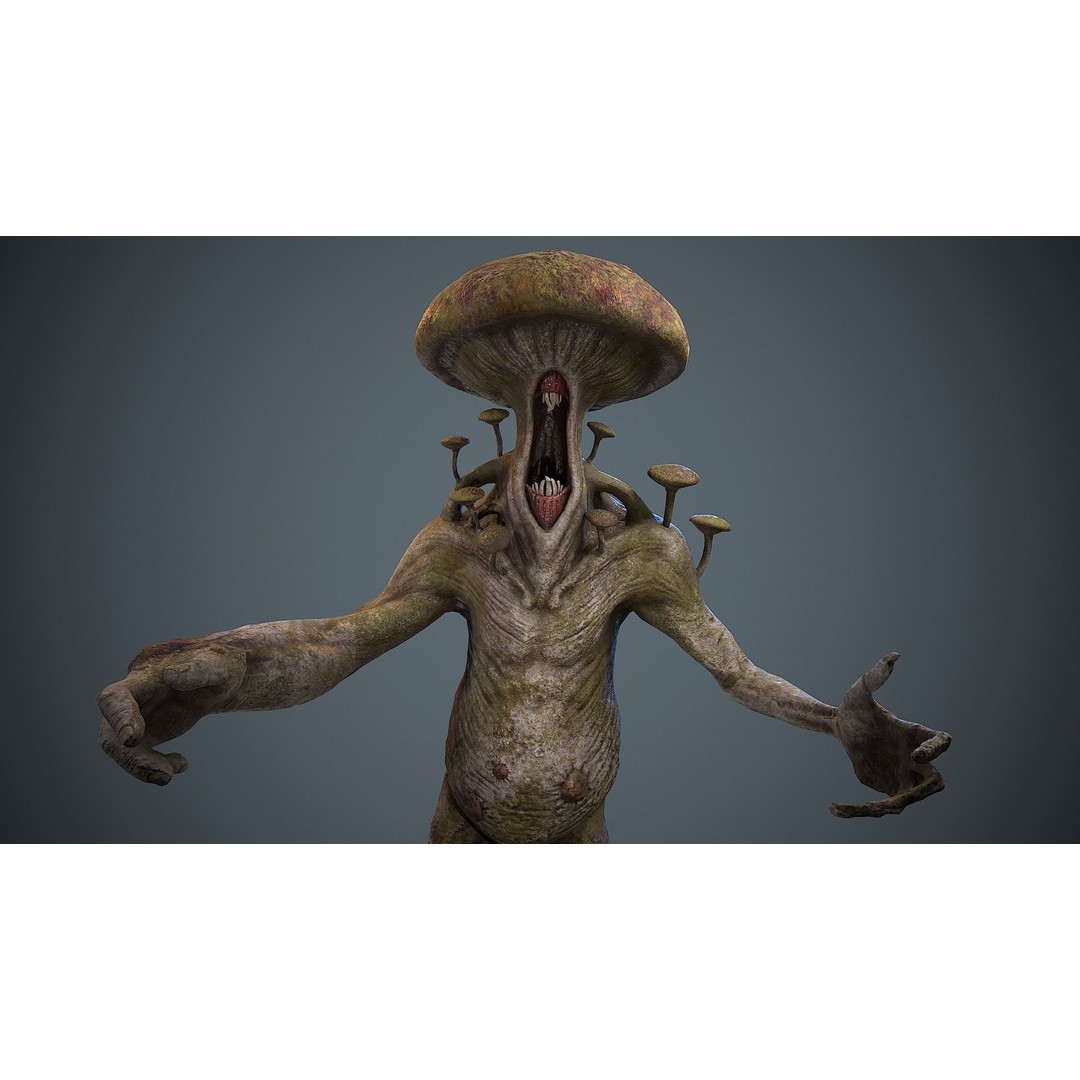 Crazy Mushroom Monster 3D Model – Low Poly Rigged Character for Games - View 10
