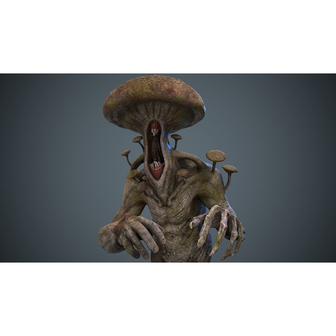 Crazy Mushroom Monster 3D Model – Low Poly Rigged Character for Games - View 11