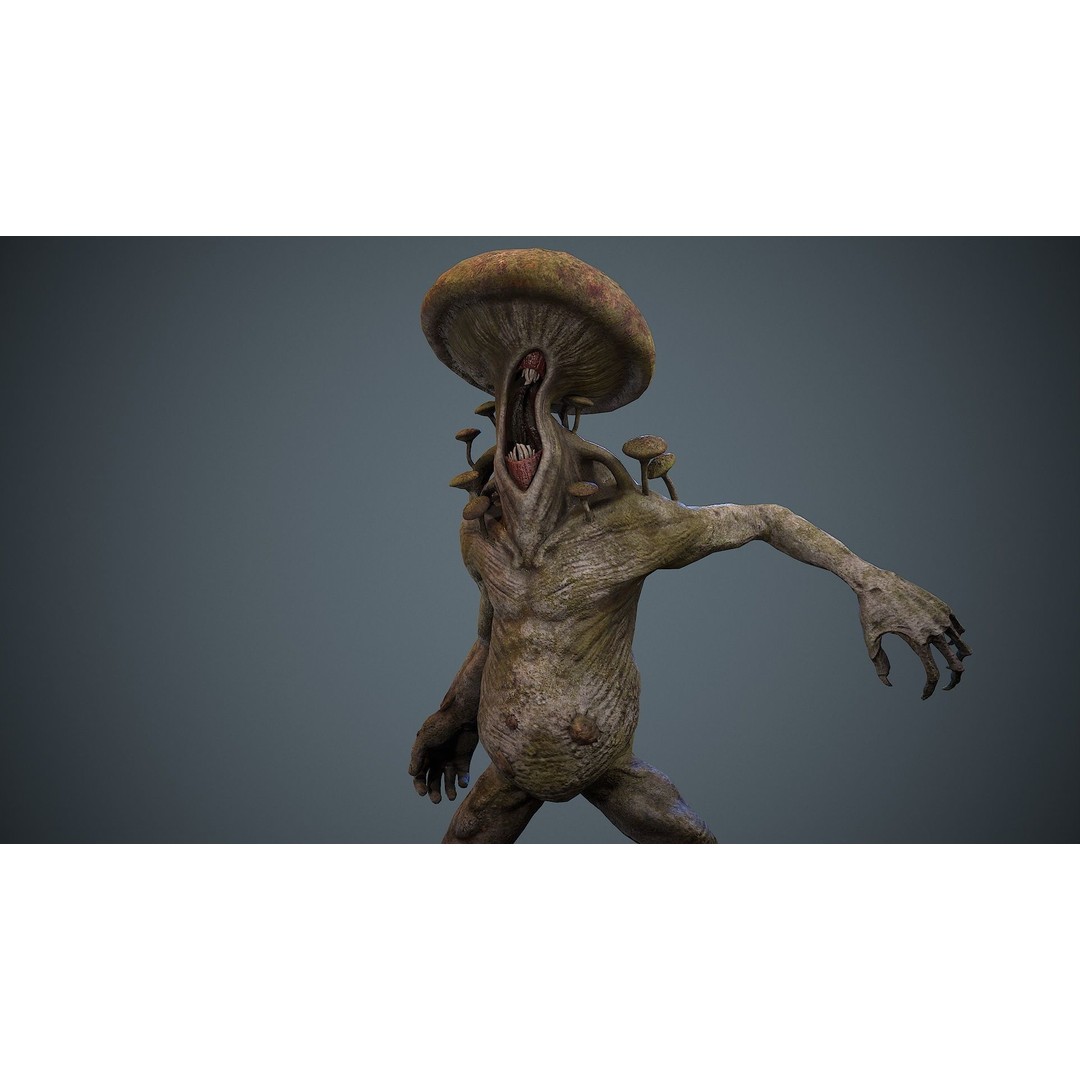 Crazy Mushroom Monster 3D Model – Low Poly Rigged Character for Games - View 13