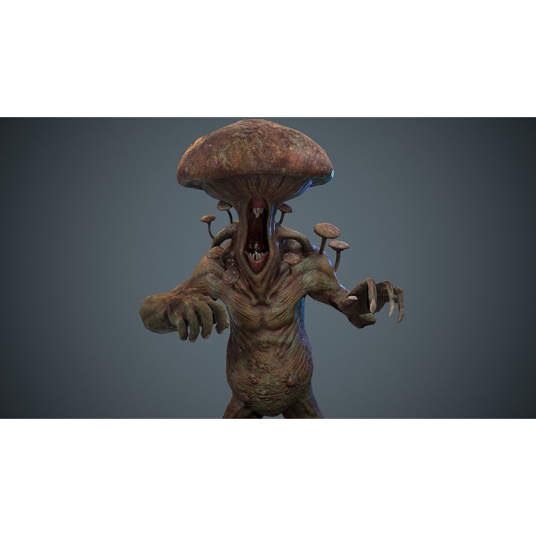 Crazy Mushroom Monster 3D Model – Low Poly Rigged Character for Games - View 16