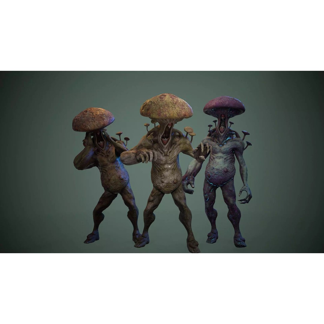 Crazy Mushroom Monster 3D Model – Low Poly Rigged Character for Games - View 2