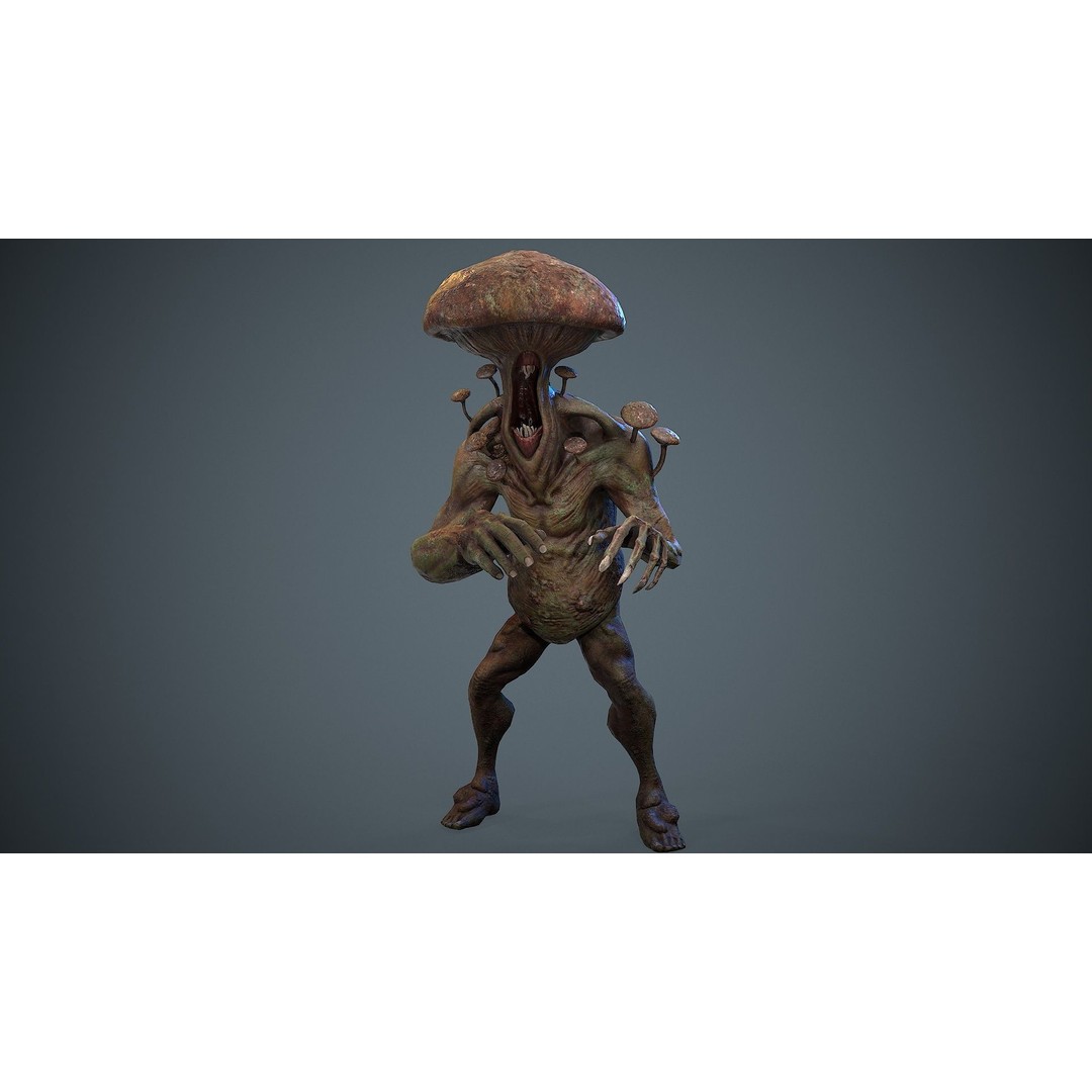 Crazy Mushroom Monster 3D Model – Low Poly Rigged Character for Games - View 20