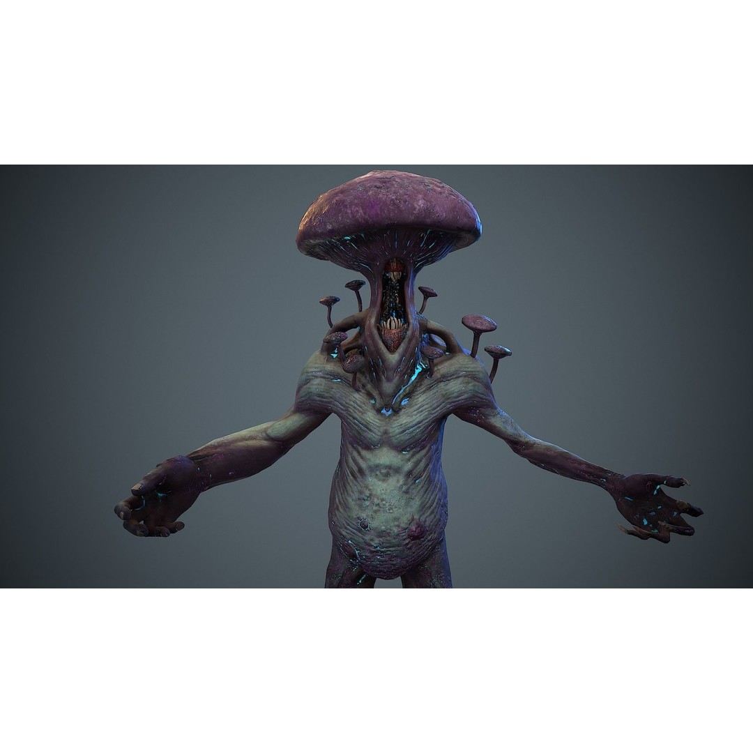 Crazy Mushroom Monster 3D Model – Low Poly Rigged Character for Games - View 21