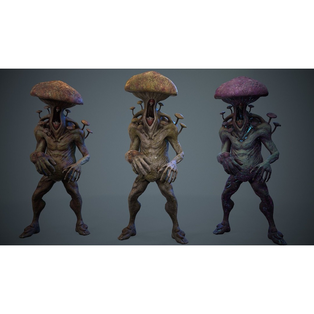 Crazy Mushroom Monster 3D Model – Low Poly Rigged Character for Games - View 3
