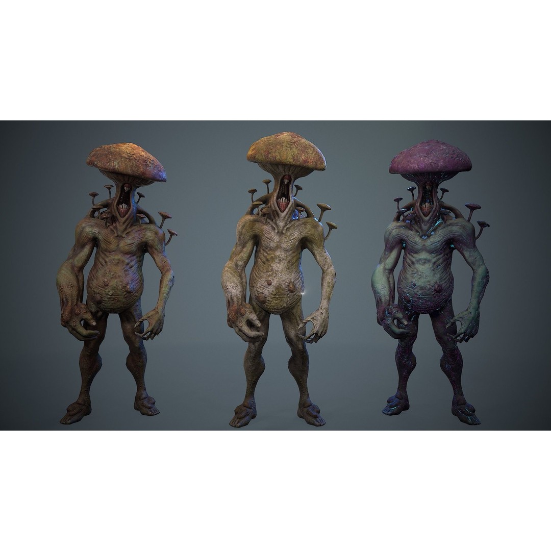 Crazy Mushroom Monster 3D Model – Low Poly Rigged Character for Games - View 4