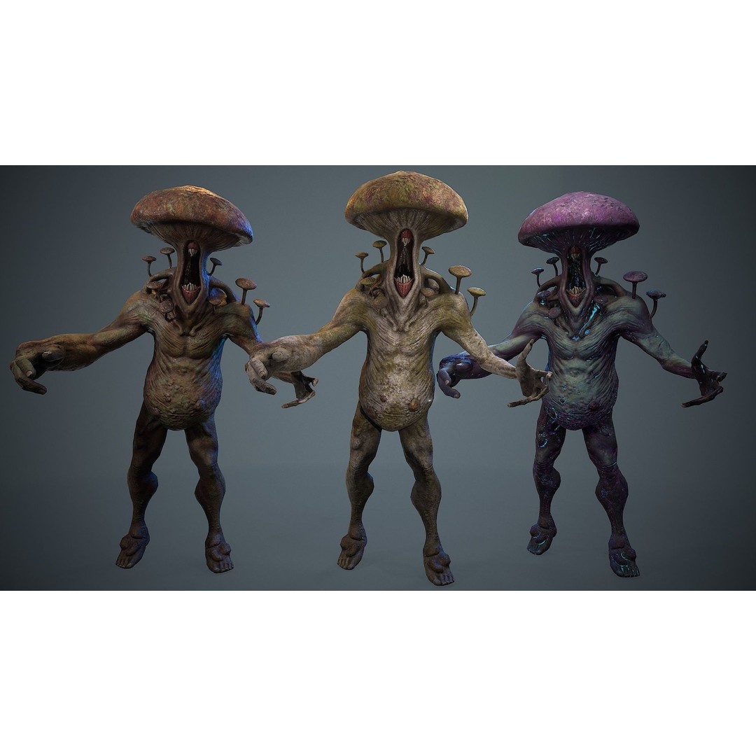 Crazy Mushroom Monster 3D Model – Low Poly Rigged Character for Games - View 5