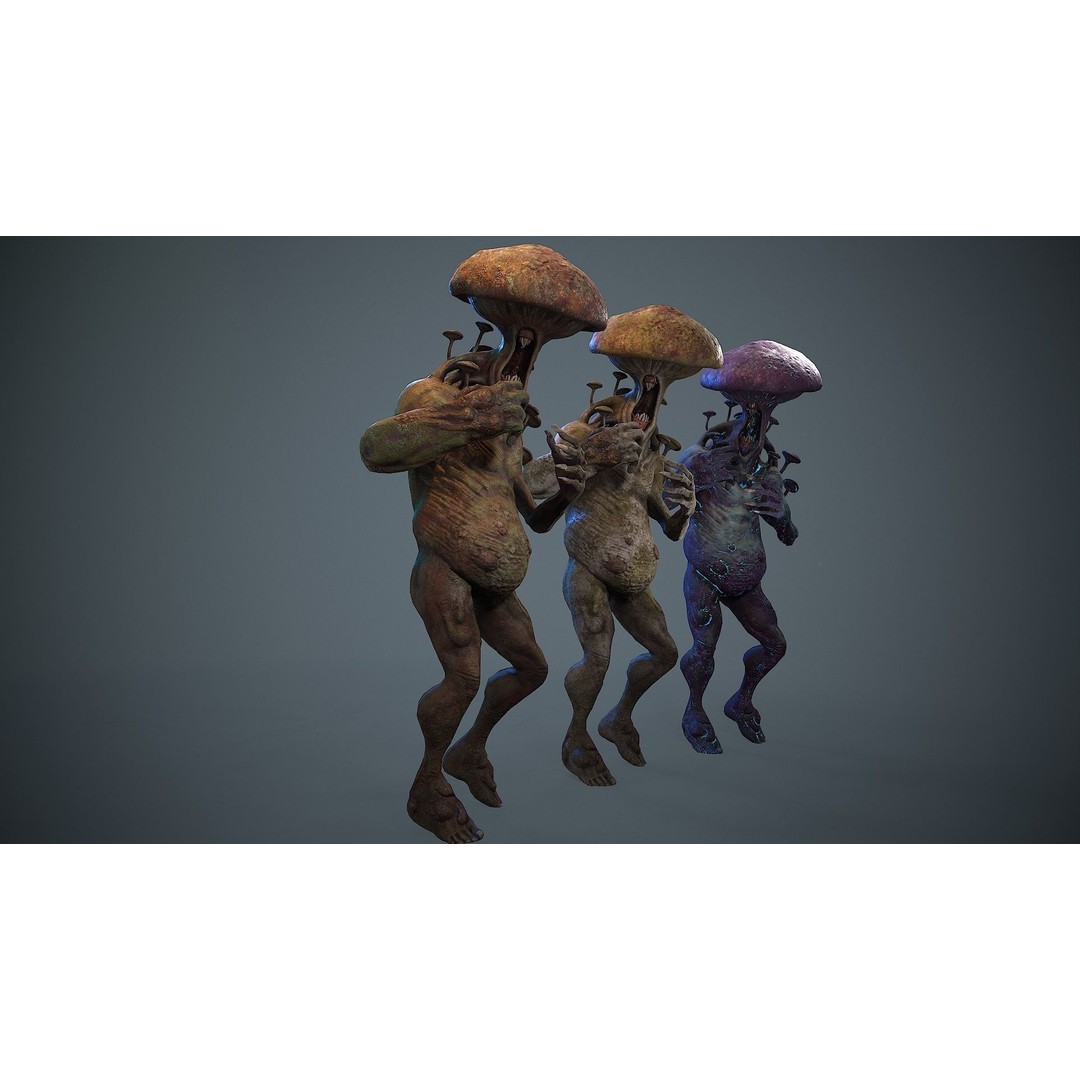 Crazy Mushroom Monster 3D Model – Low Poly Rigged Character for Games - View 7