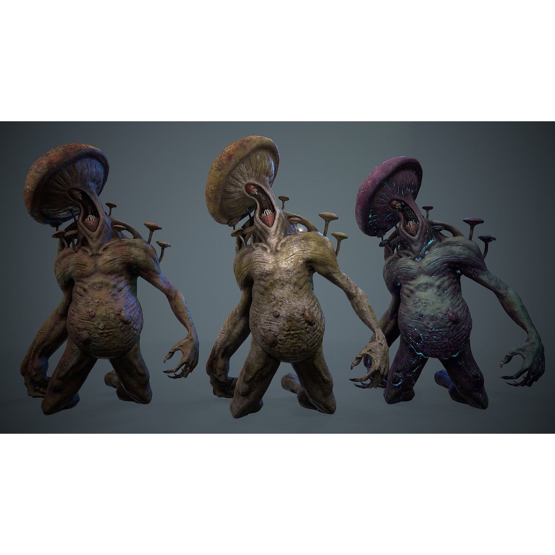 Crazy Mushroom Monster 3D Model – Low Poly Rigged Character for Games - View 9