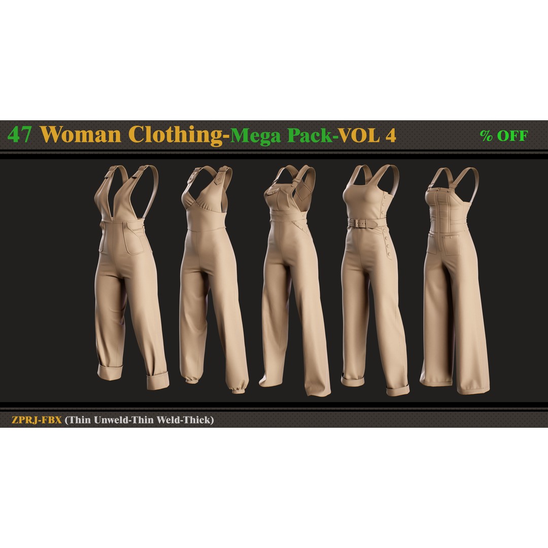 47 Woman Clothing 3D Model – Diverse Fashion Outfits, FBX & Marvelous Designer - View 3