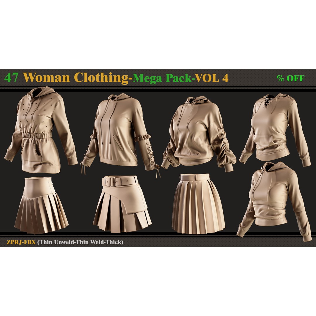 47 Woman Clothing 3D Model – Diverse Fashion Outfits, FBX & Marvelous Designer - View 4