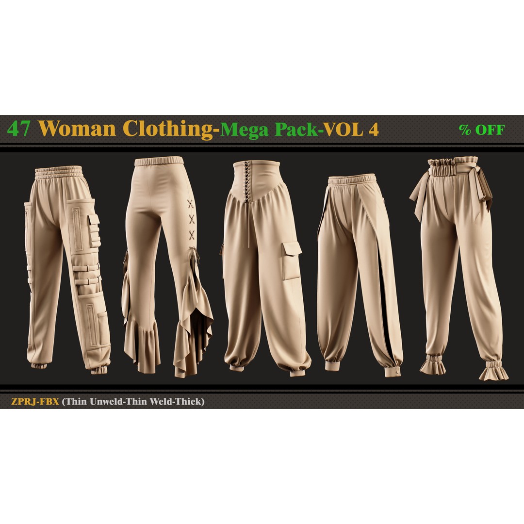 47 Woman Clothing 3D Model – Diverse Fashion Outfits, FBX & Marvelous Designer - View 5