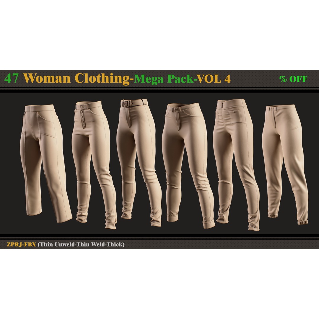 47 Woman Clothing 3D Model – Diverse Fashion Outfits, FBX & Marvelous Designer - View 6