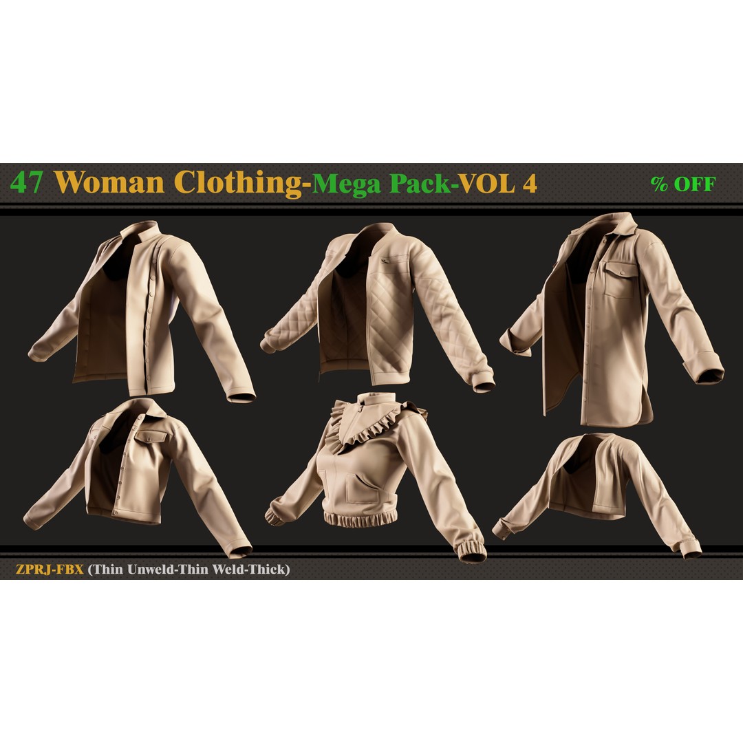 47 Woman Clothing 3D Model – Diverse Fashion Outfits, FBX & Marvelous Designer - View 8
