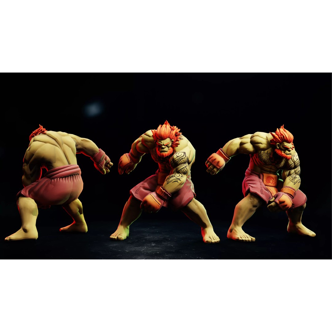 Stylized Fighter Character 3D Model – Low Poly Game Asset, Rigged, PBR - View 11