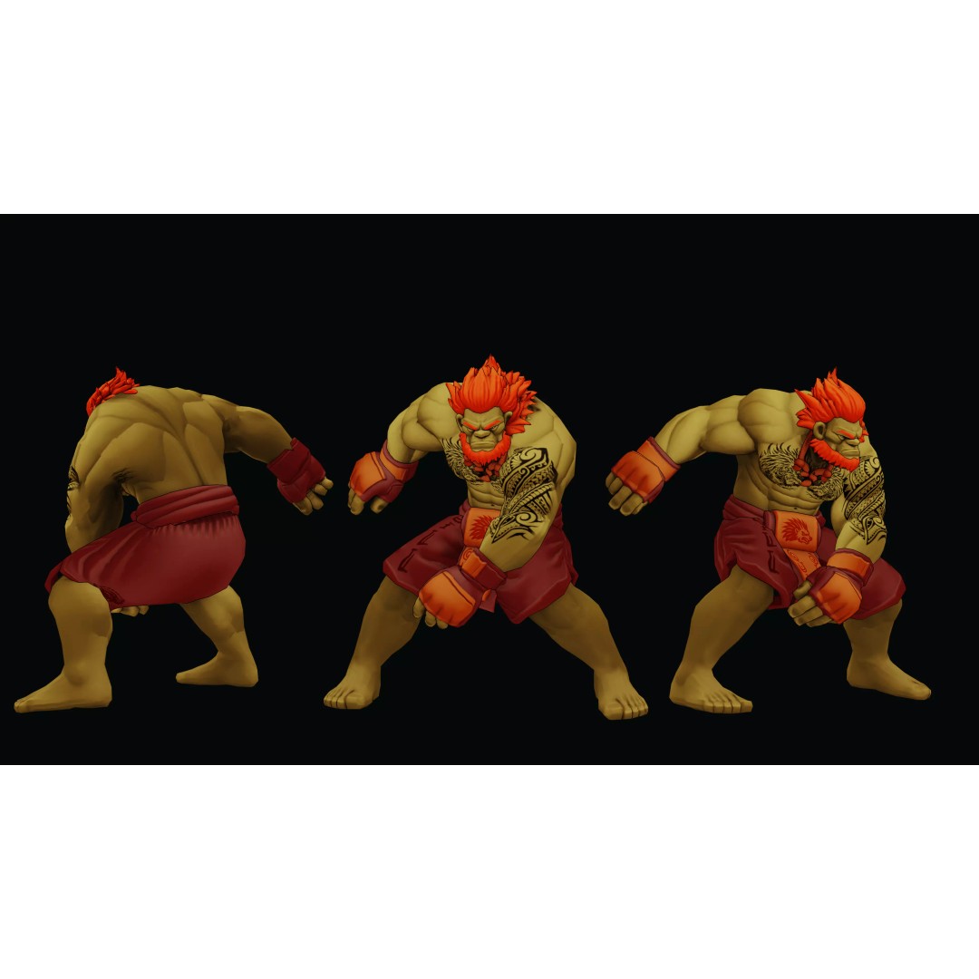 Stylized Fighter Character 3D Model – Low Poly Game Asset, Rigged, PBR - View 12