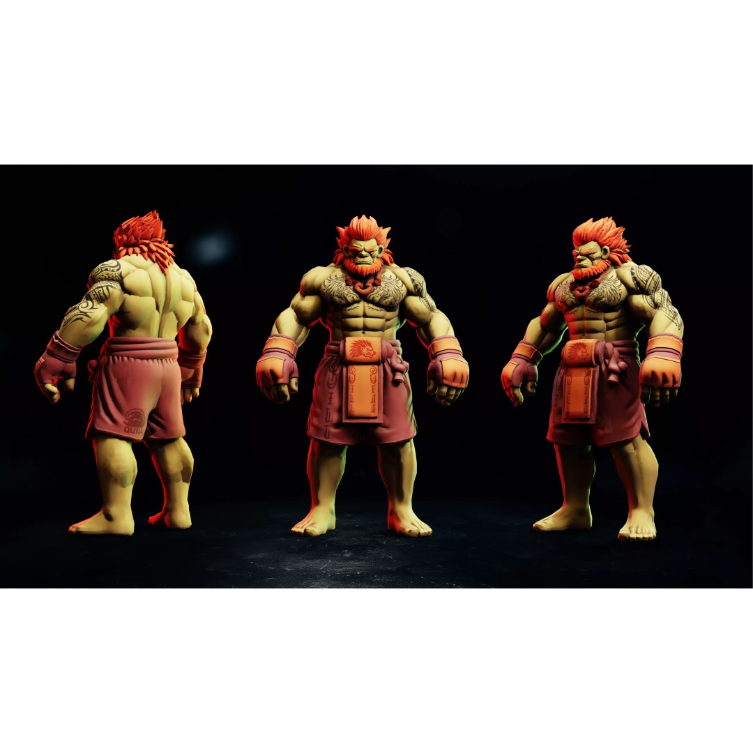 Stylized Fighter Character 3D Model – Low Poly Game Asset, Rigged, PBR - View 13