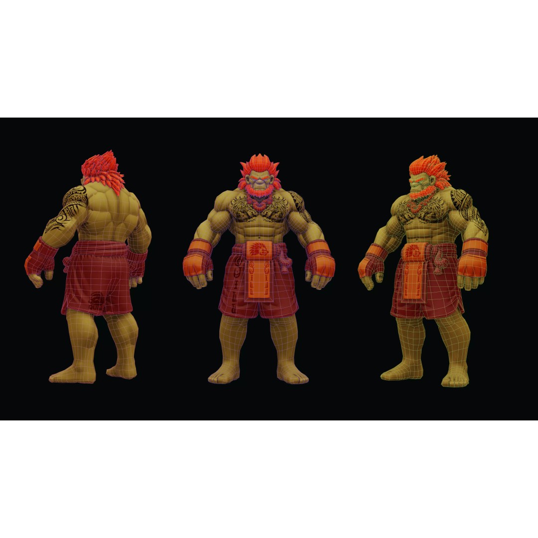 Stylized Fighter Character 3D Model – Low Poly Game Asset, Rigged, PBR - View 15