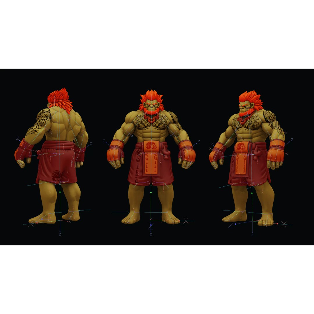 Stylized Fighter Character 3D Model – Low Poly Game Asset, Rigged, PBR - View 16