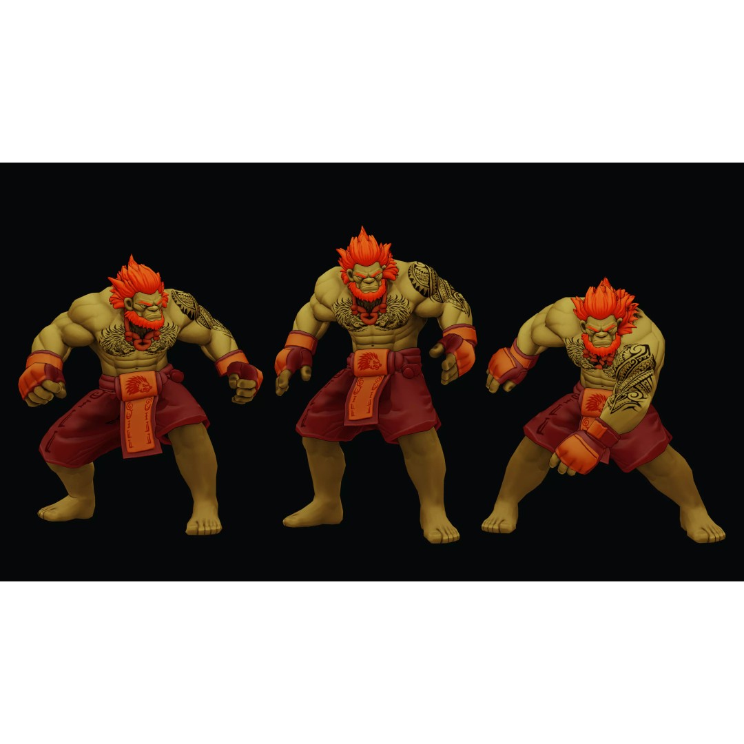 Stylized Fighter Character 3D Model – Low Poly Game Asset, Rigged, PBR - View 4