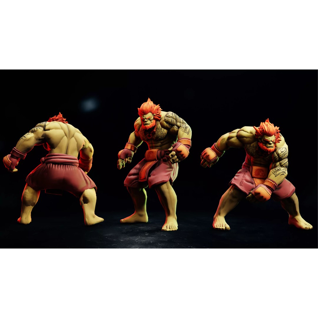 Stylized Fighter Character 3D Model – Low Poly Game Asset, Rigged, PBR - View 5