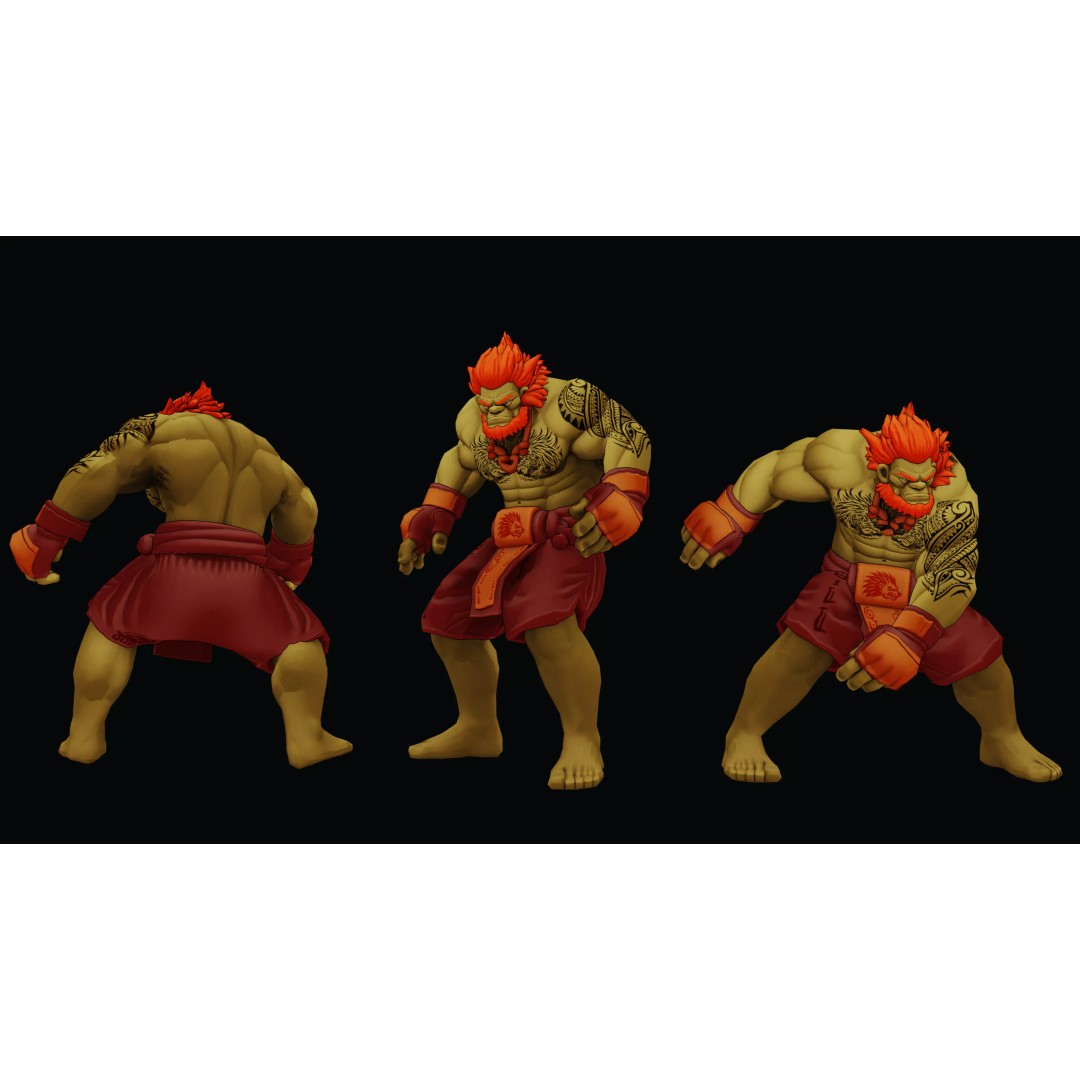 Stylized Fighter Character 3D Model – Low Poly Game Asset, Rigged, PBR - View 6
