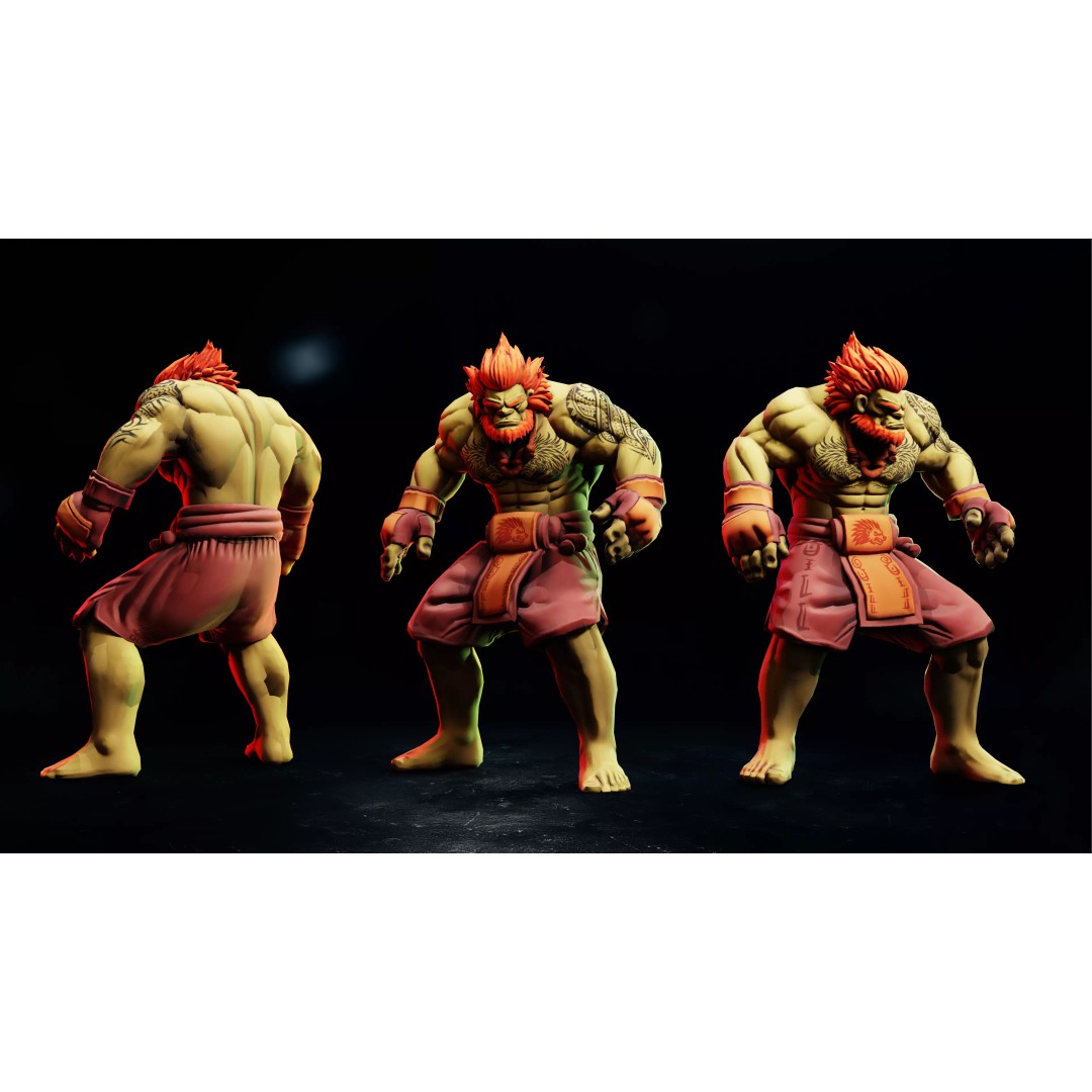 Stylized Fighter Character 3D Model – Low Poly Game Asset, Rigged, PBR - View 7