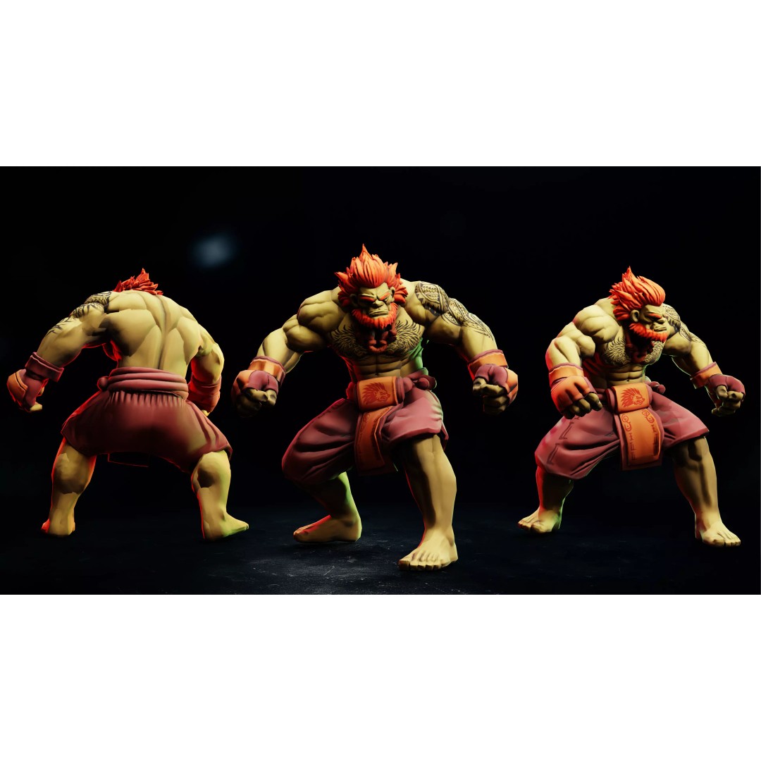 Stylized Fighter Character 3D Model – Low Poly Game Asset, Rigged, PBR - View 9