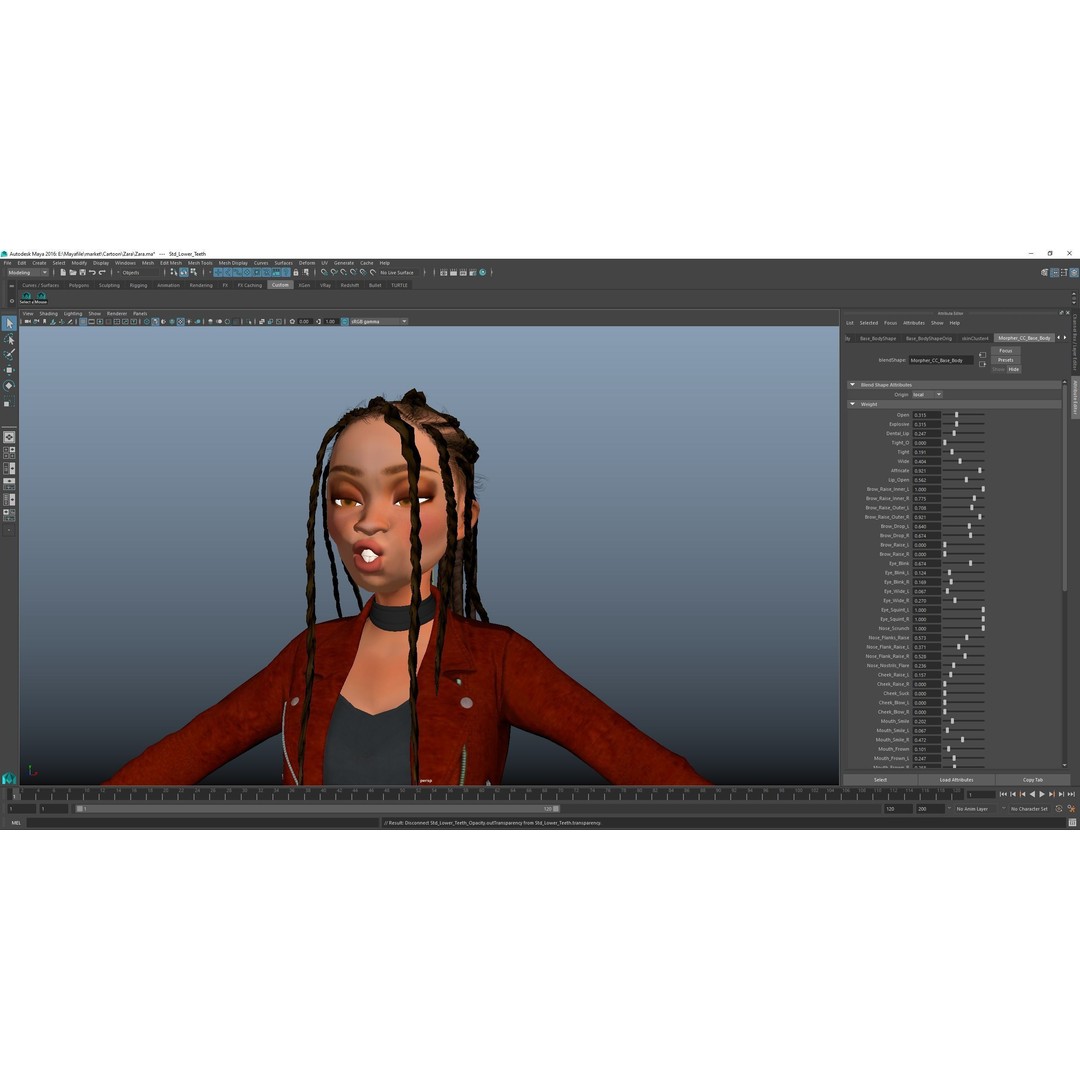 Zara Cartoon Girl 3D Model – Rigged Low-Poly Character, FBX