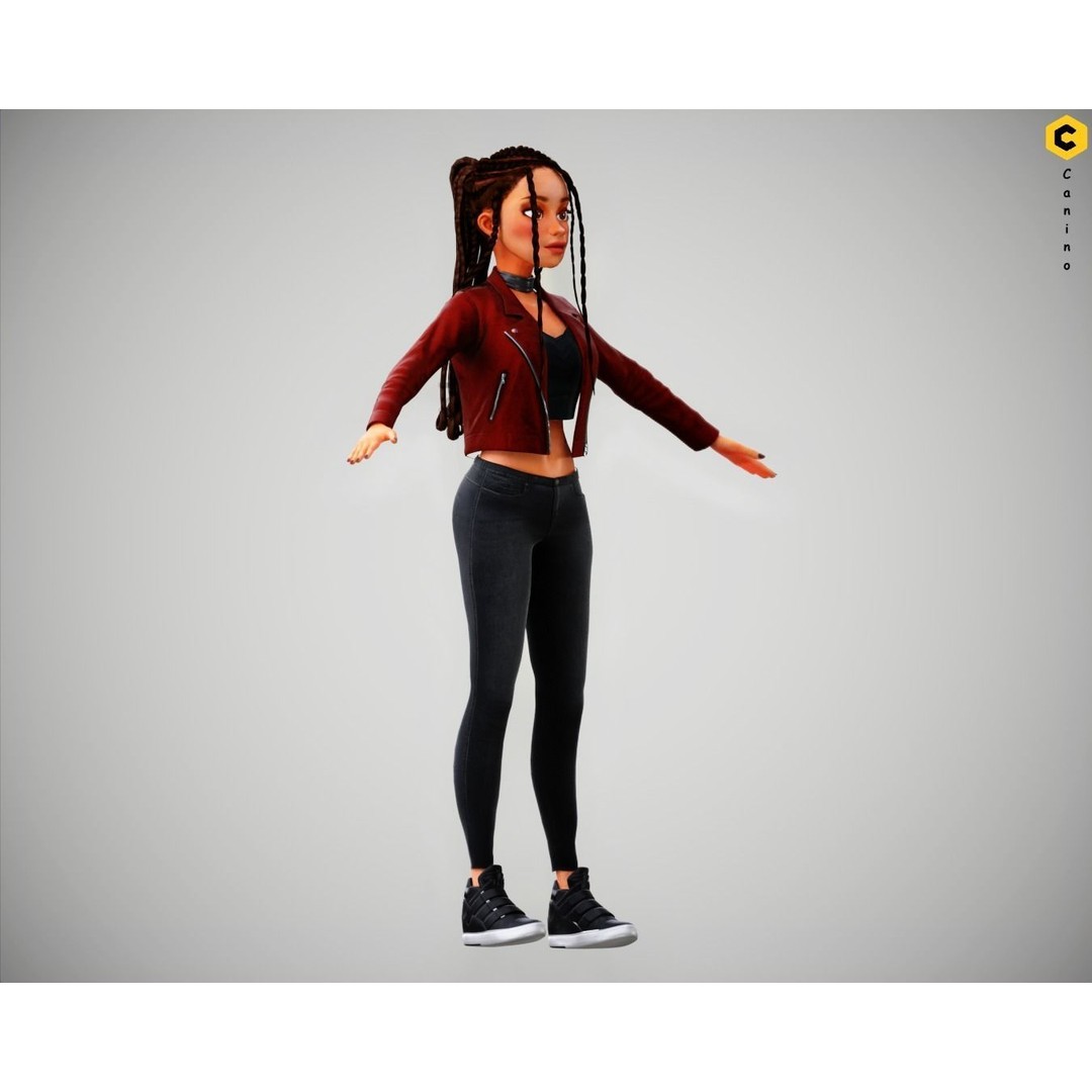Zara Cartoon Girl 3D Model – Rigged Low-Poly Character, FBX - View 10