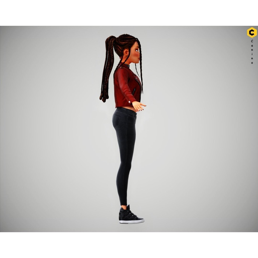 Zara Cartoon Girl 3D Model – Rigged Low-Poly Character, FBX - View 11