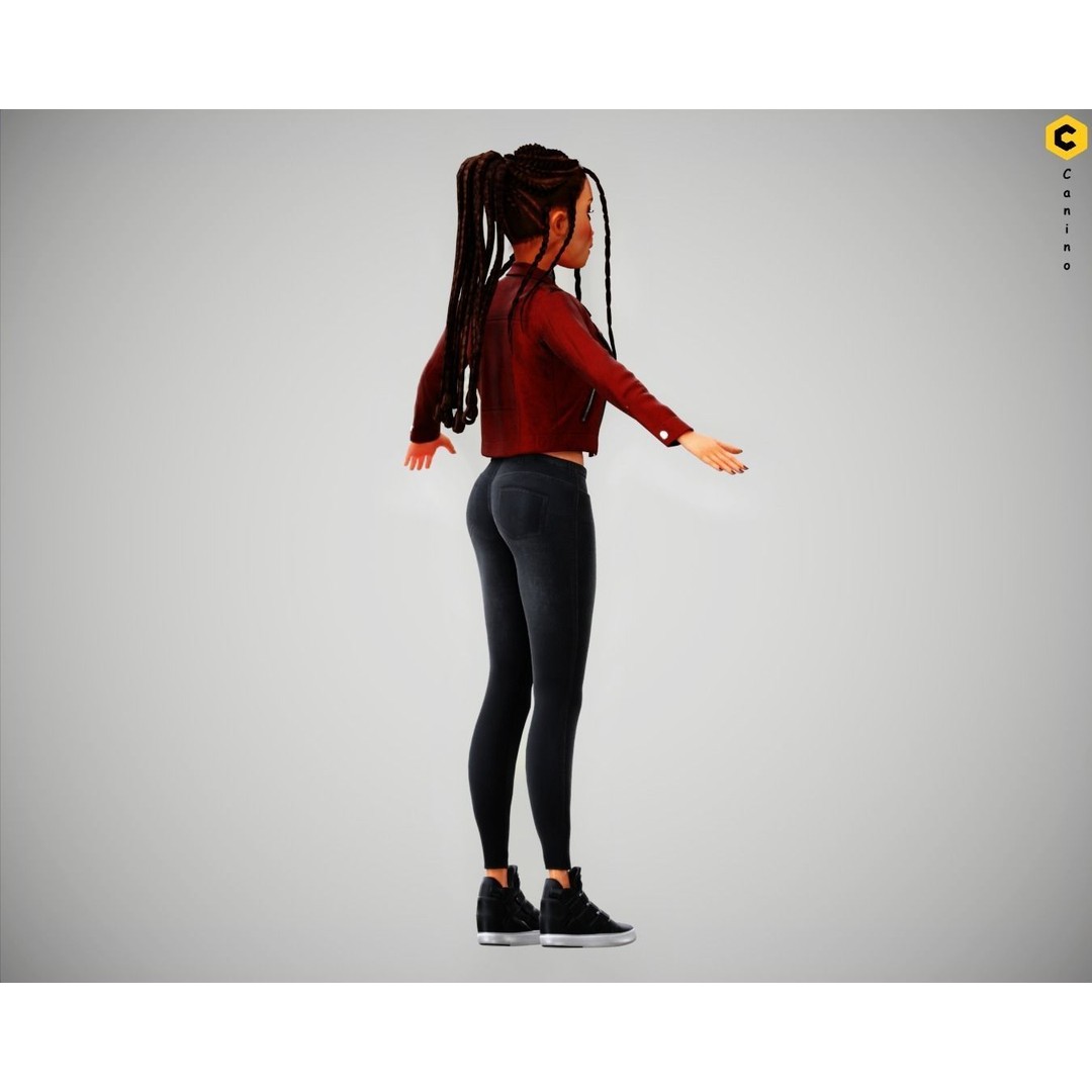 Zara Cartoon Girl 3D Model – Rigged Low-Poly Character, FBX - View 12