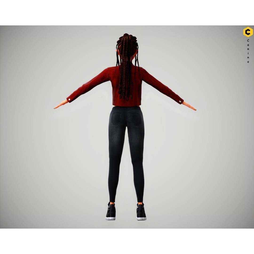 Zara Cartoon Girl 3D Model – Rigged Low-Poly Character, FBX - View 13