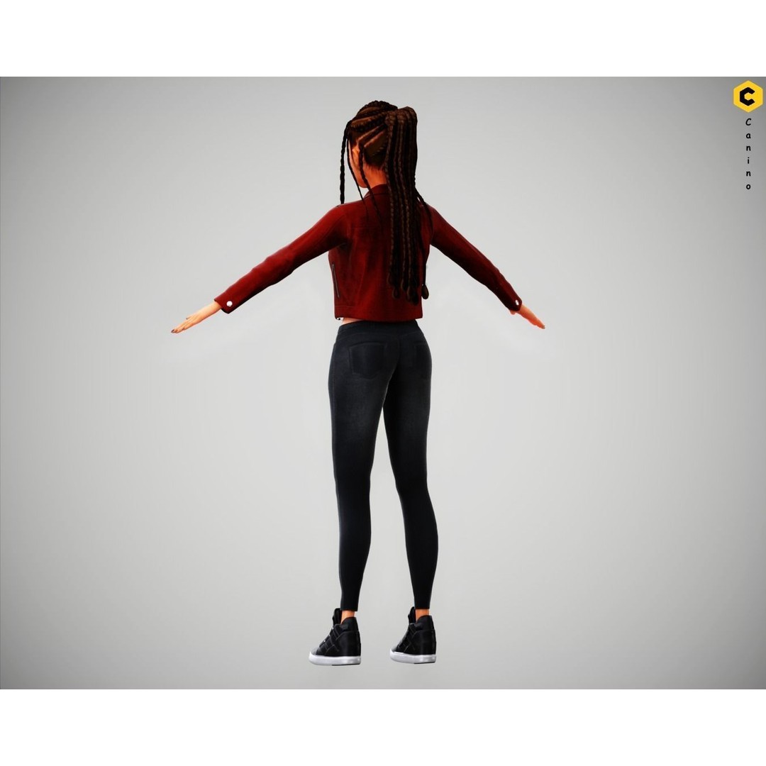 Zara Cartoon Girl 3D Model – Rigged Low-Poly Character, FBX - View 14