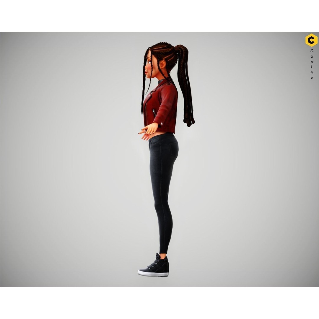 Zara Cartoon Girl 3D Model – Rigged Low-Poly Character, FBX - View 15
