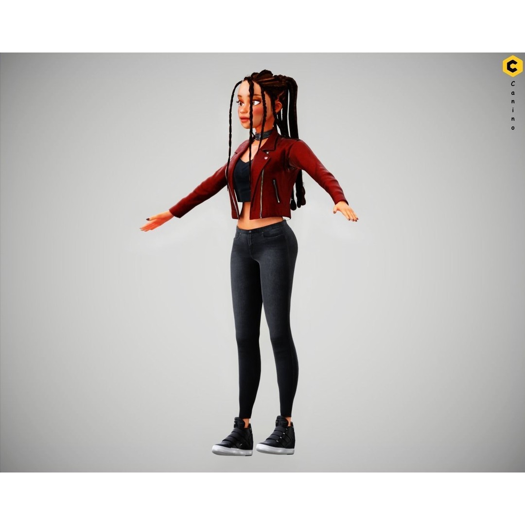 Zara Cartoon Girl 3D Model – Rigged Low-Poly Character, FBX - View 16