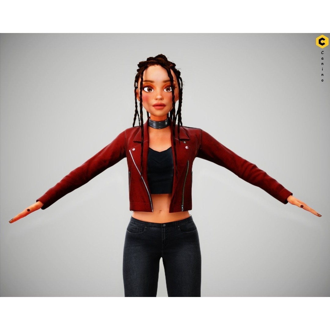 Zara Cartoon Girl 3D Model – Rigged Low-Poly Character, FBX - View 17