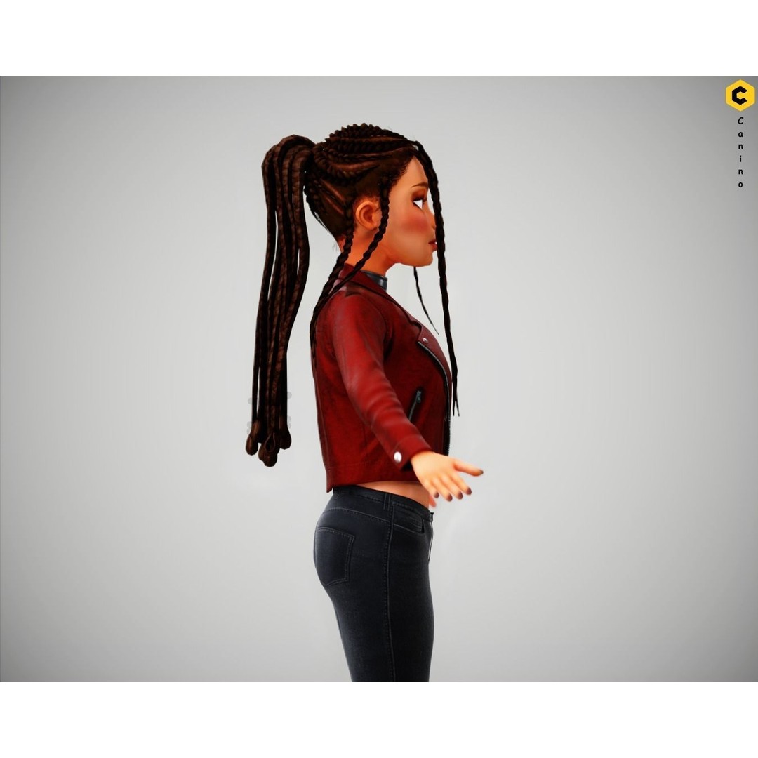 Zara Cartoon Girl 3D Model – Rigged Low-Poly Character, FBX - View 18