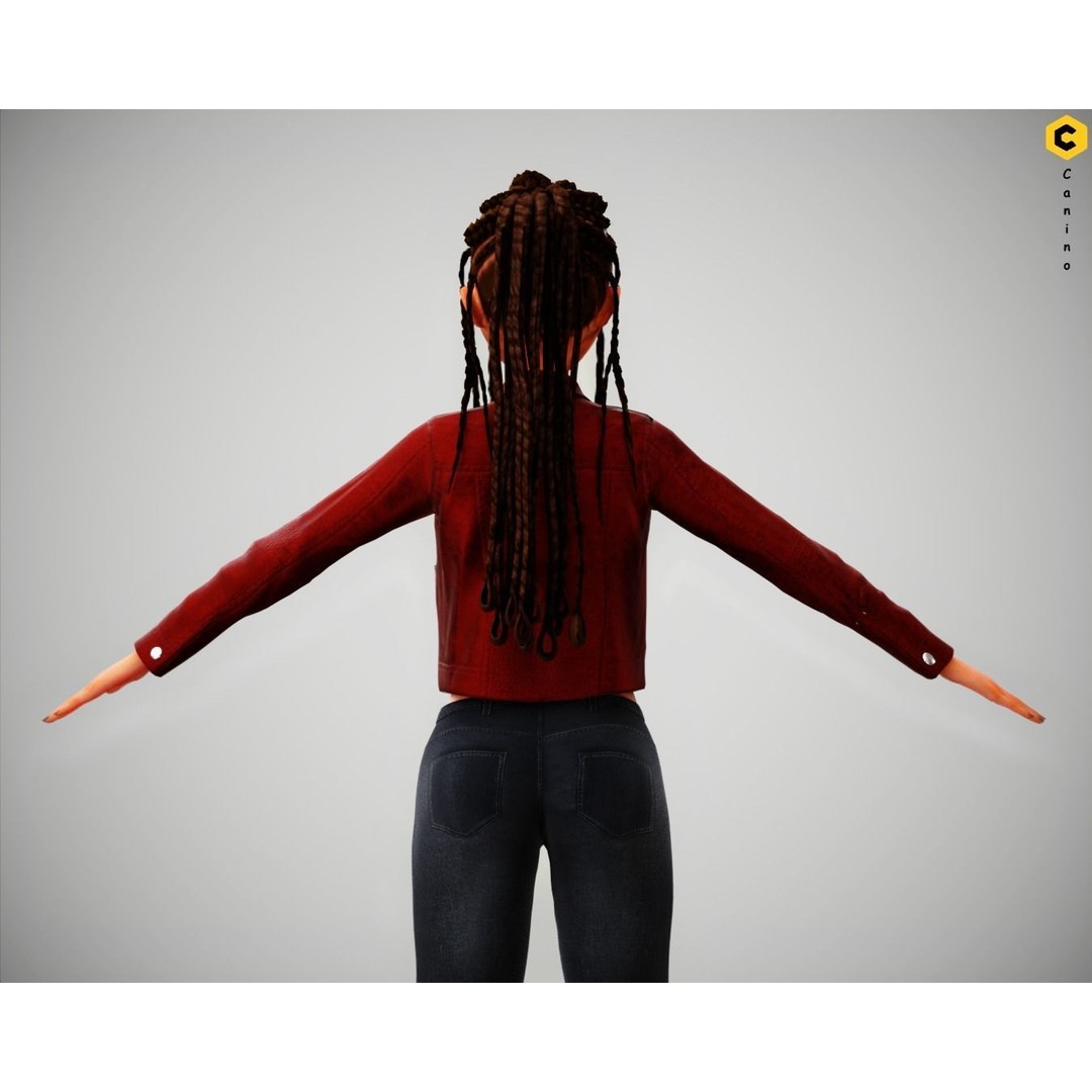 Zara Cartoon Girl 3D Model – Rigged Low-Poly Character, FBX - View 19