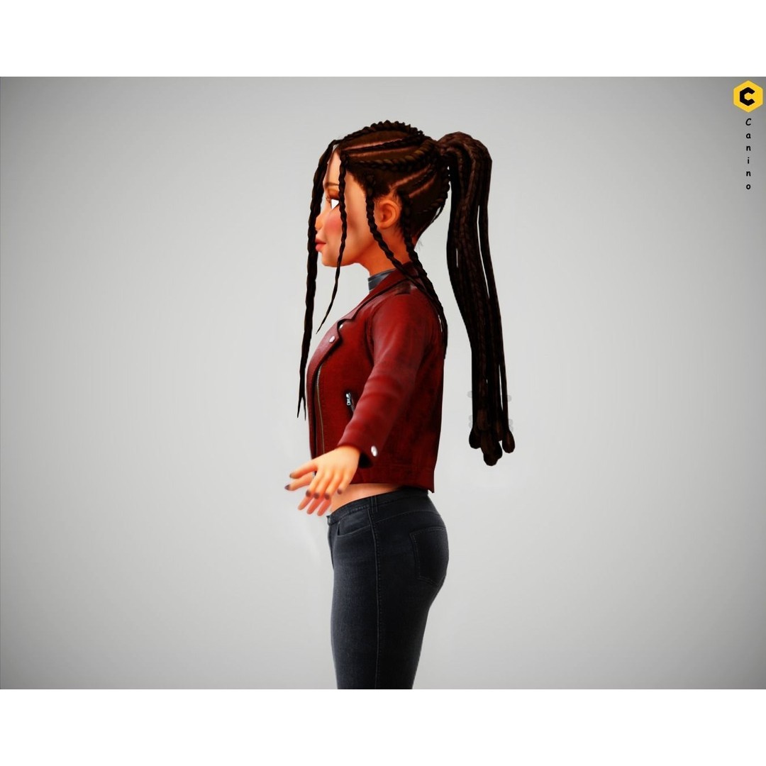 Zara Cartoon Girl 3D Model – Rigged Low-Poly Character, FBX - View 20