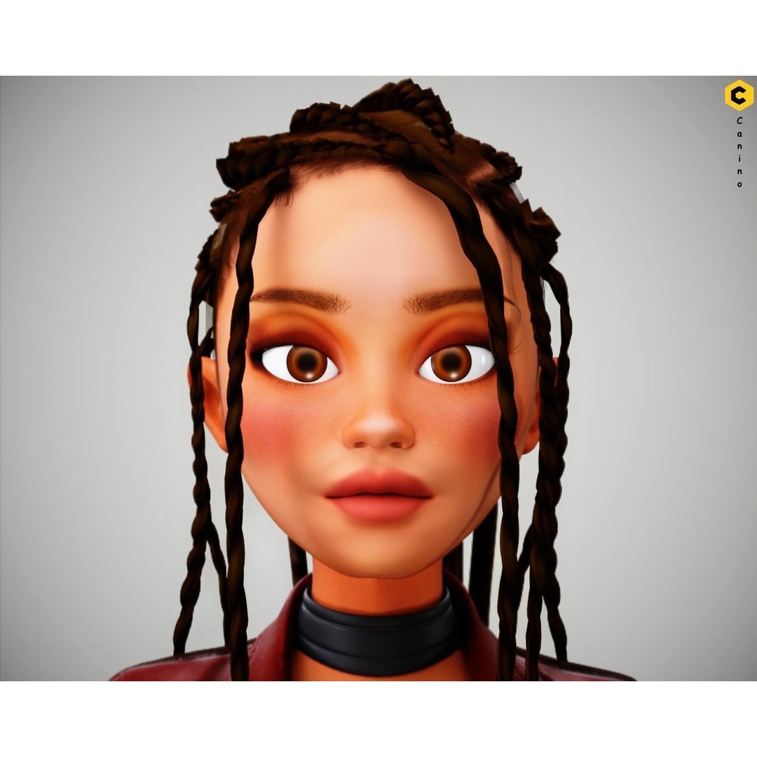 Zara Cartoon Girl 3D Model – Rigged Low-Poly Character, FBX - View 21