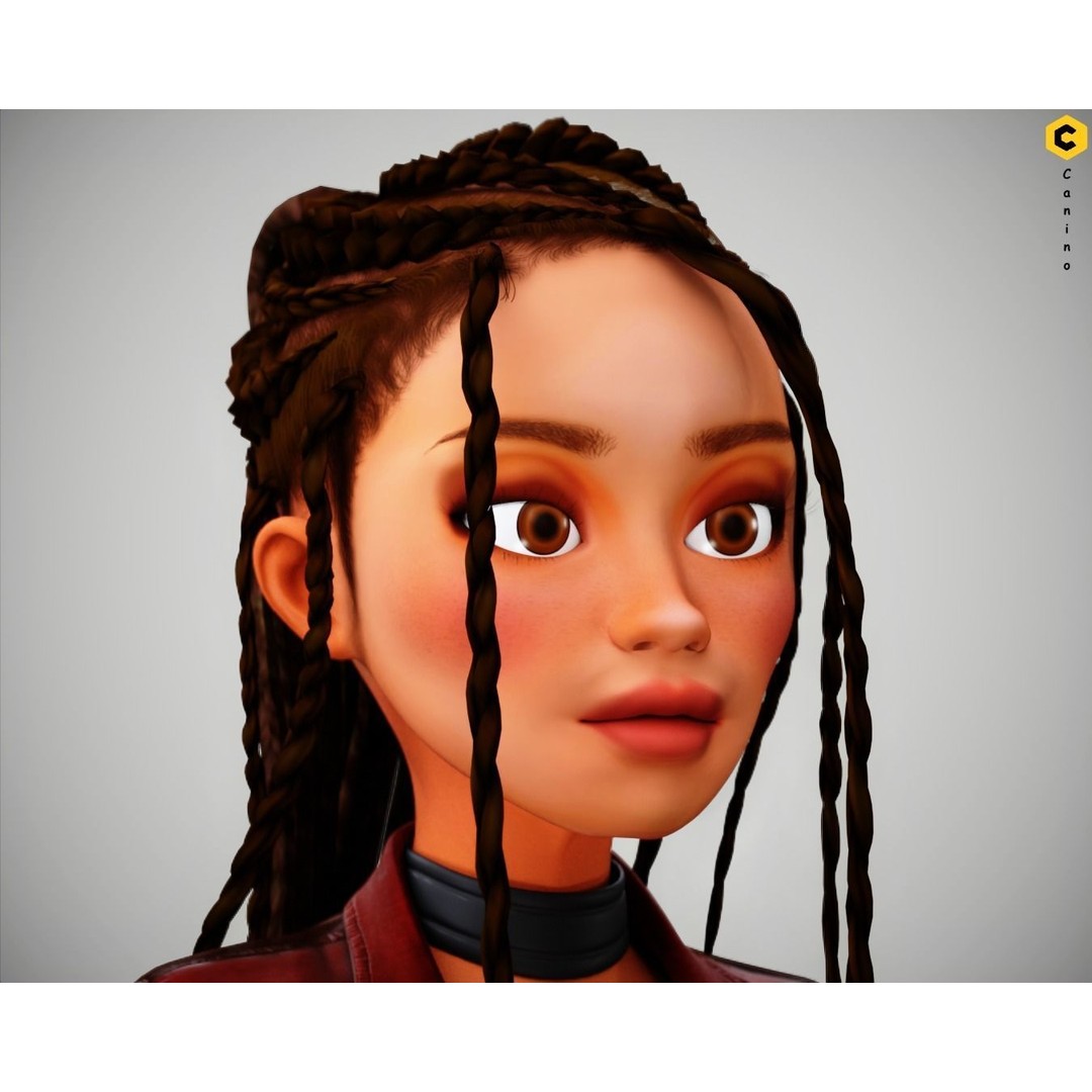 Zara Cartoon Girl 3D Model – Rigged Low-Poly Character, FBX - View 22