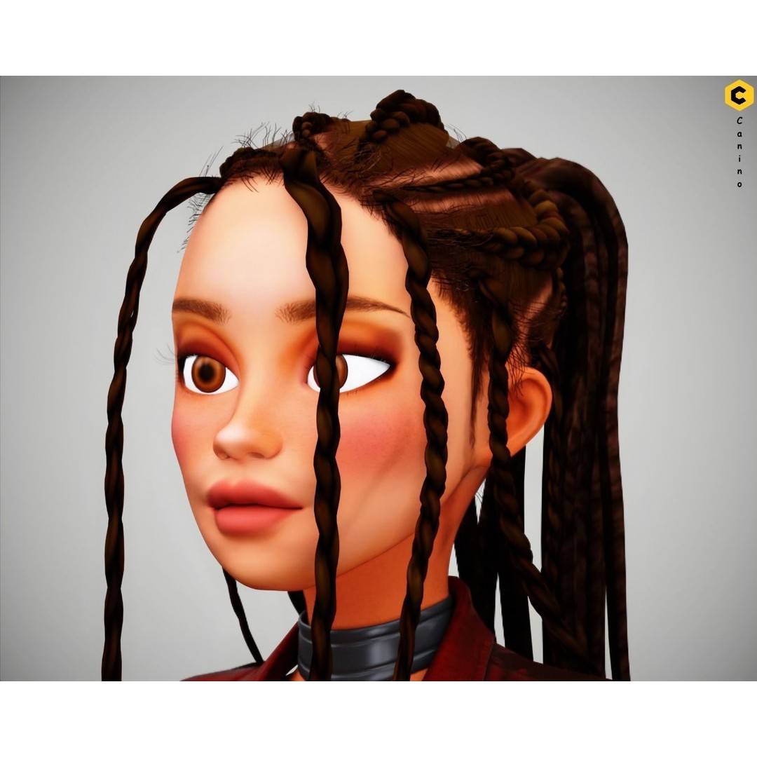 Zara Cartoon Girl 3D Model – Rigged Low-Poly Character, FBX - View 24