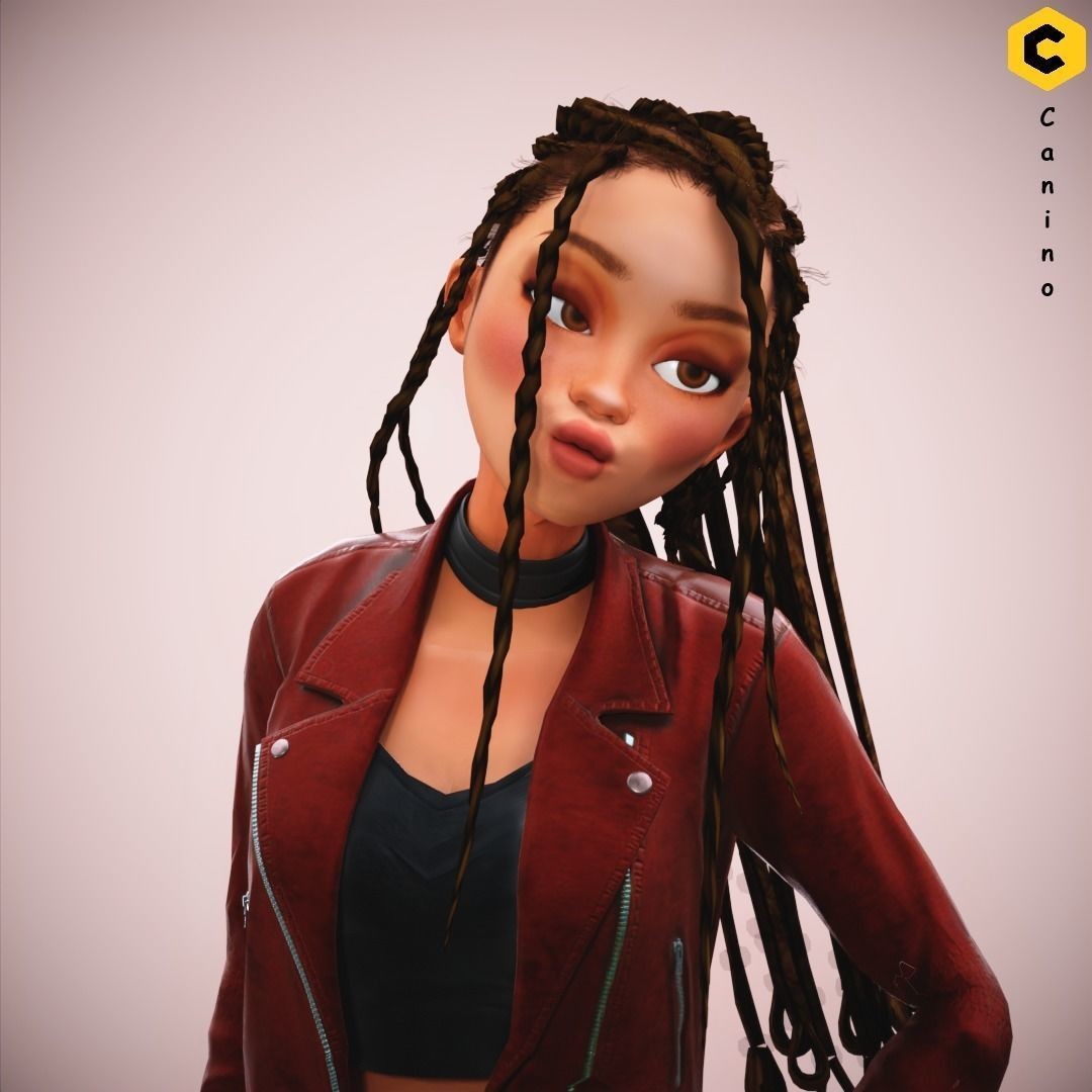 Zara Cartoon Girl 3D Model – Rigged Low-Poly Character, FBX - View 25