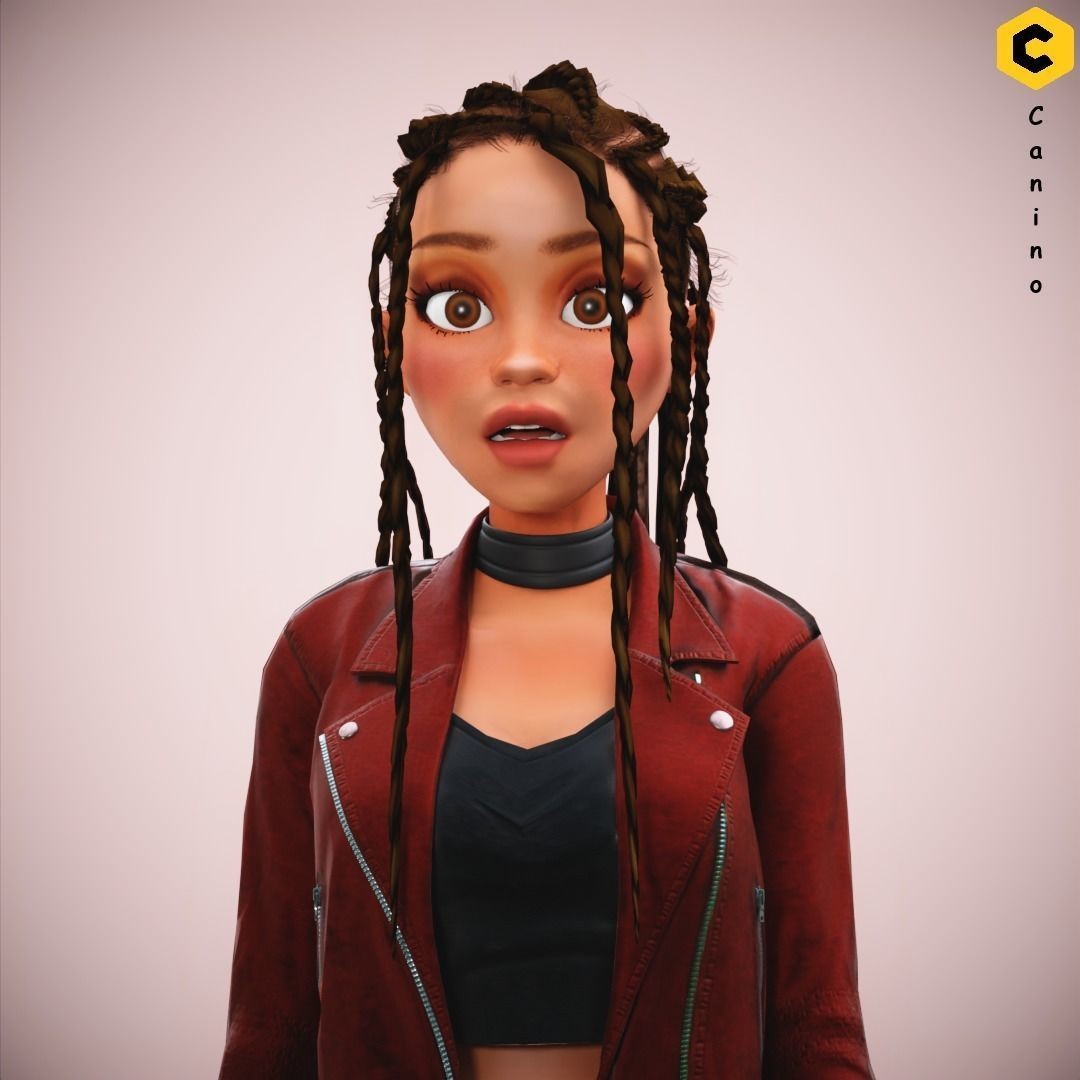 Zara Cartoon Girl 3D Model – Rigged Low-Poly Character, FBX - View 26